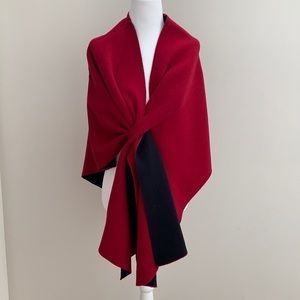 ETCETERA Reversible Red & Black Wool Blend Wrap